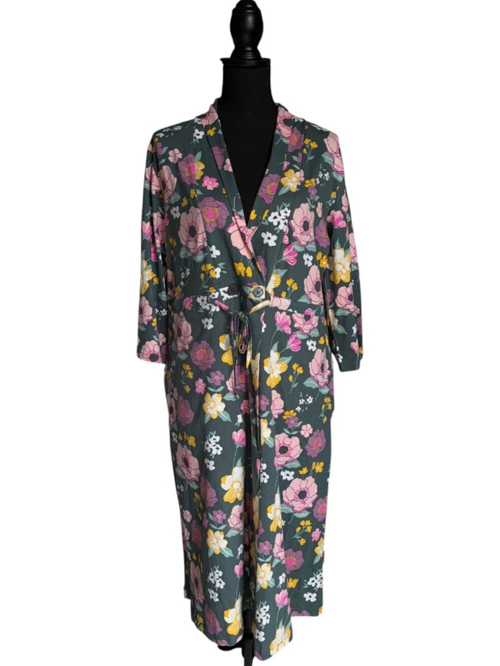 NWT - Gownies Wrap Robe Dress / Surgical Recovery Gown (Green Floral) - M/L